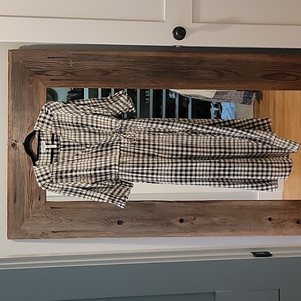 Apiece Apart Black and White Checkered Midi Dress